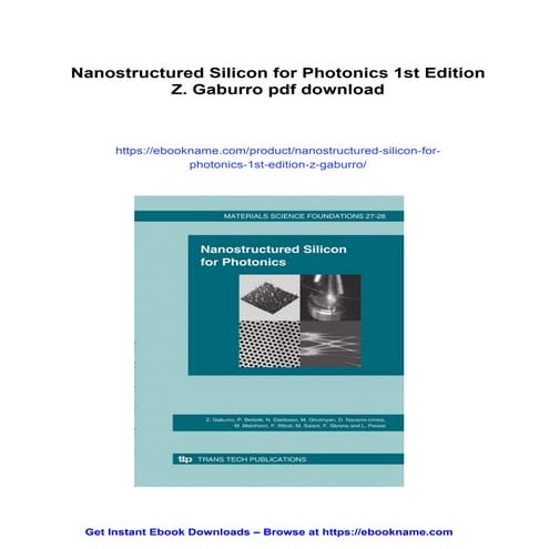 Nanostructured Silicon for Photonics 1st Edition Z. Gaburro | PDF