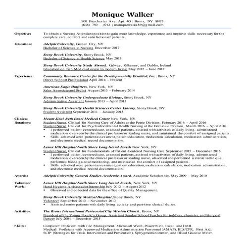 Monique Walker's Resume 2016