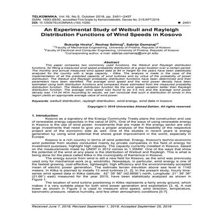 An Experimental Study of Weibull and Rayleigh Distribution Functions of Wind ...