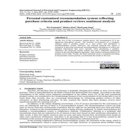 Personal customized recommendation system reflecting purchase criteria and pr...