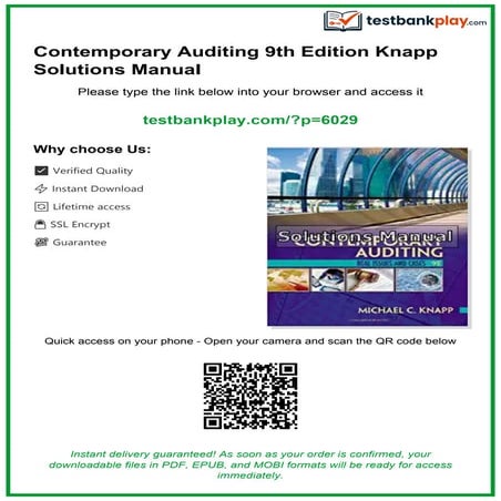 Contemporary Auditing 9th Edition Knapp Solutions Manual instant download | PDF