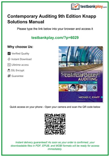 Contemporary Auditing 9th Edition Knapp Solutions Manual instant download | PDF