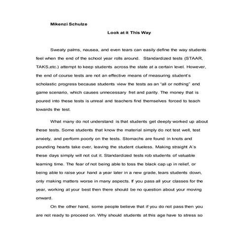 Look at it This Way - Persuasive paper