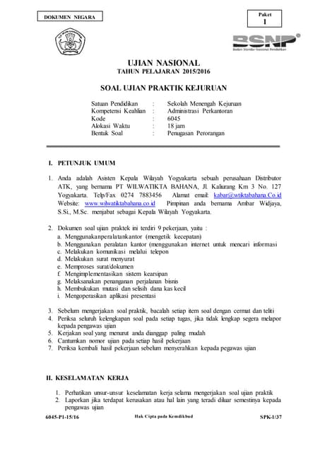 6045 P3 Spk Administrasi Perkantoran Soal Ukk Administrasi Perkanto