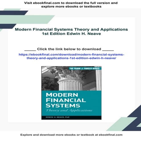 Modern Financial Systems Theory and Applications 1st Edition Edwin H ...