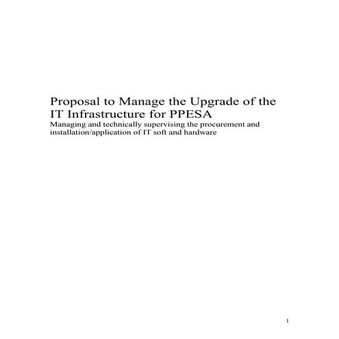 Proposal to Manage the Upgrade of the IT Infrastructure for PPESA