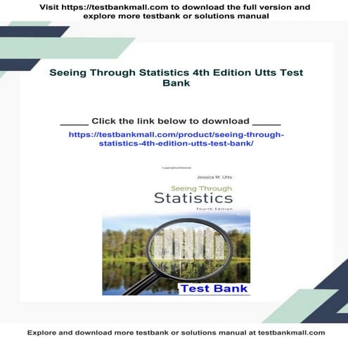 Seeing Through Statistics 4th Edition Utts Test Bank