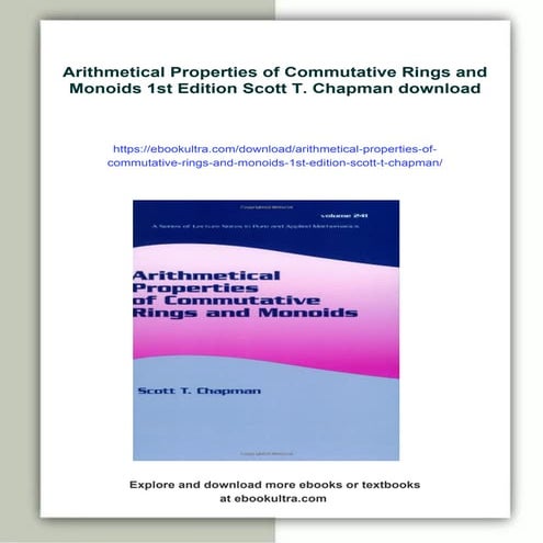 Arithmetical Properties of Commutative Rings and Monoids 1st Edition ...