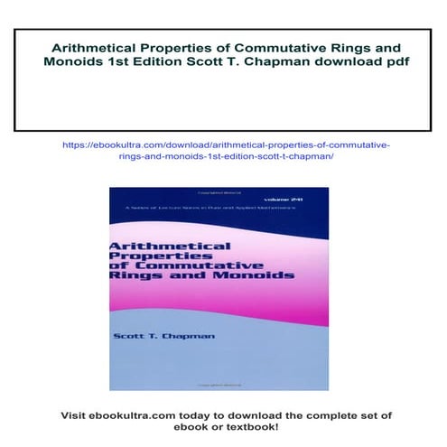 Arithmetical Properties Of Commutative Rings And Monoids 1st Edition ...
