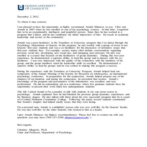 Liana Notini- Updated Letter of Rec | PDF