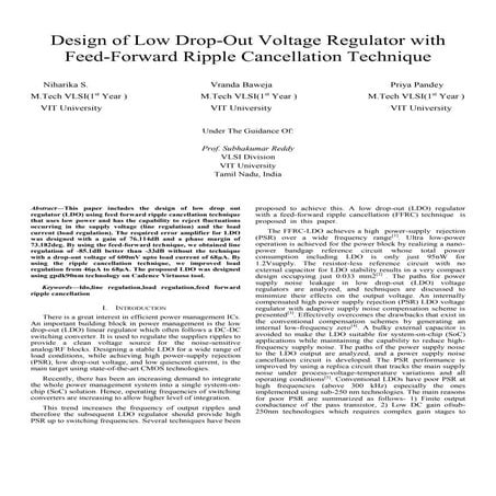 Design and Simulation Of 1.2V to 0.9V, 40ma LDO Using 90nm TSMC ...
