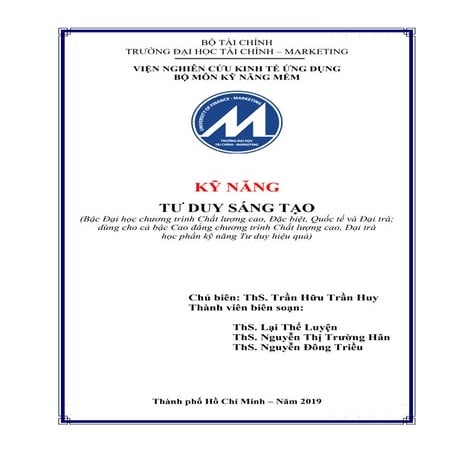 BÀI GIẢNG KỸ NĂNG TƯ DUY SÁNG TẠO 