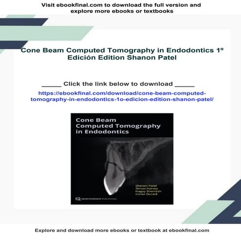 Cone Beam Computed Tomography in Endodontics 1º Edición Edition Shanon ...