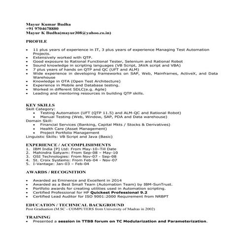 Mayur Kumar Budha QTP