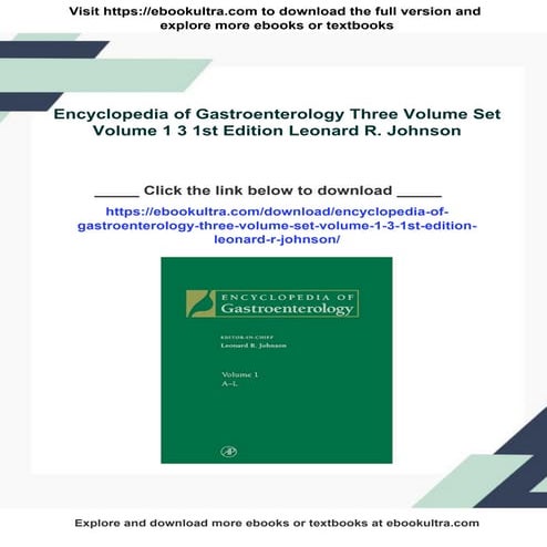 Encyclopedia of Gastroenterology Three Volume Set Volume 1 3 1st ...