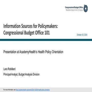 Information Sources for Policymakers: Congressional Budget Office 101
