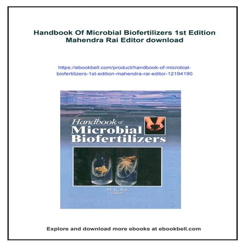 Handbook Of Microbial Biofertilizers 1st Edition Mahendra Rai Editor Pdf
