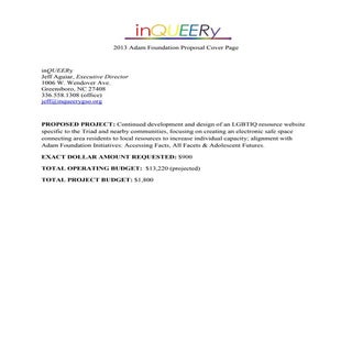 2013 Adam Foundation Proposal