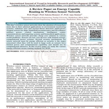 Energy Conservation in Wireless Sensor Networks: A Review | PDF
