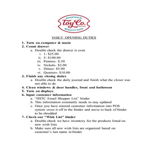 Store Operating Procedures | PPT