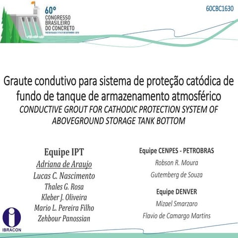 Graute condutivo para sistema de proteção catódica de fundo de tanque de arma...