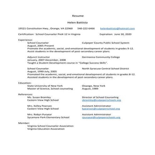 Helen Battista ~ Resume ~ Amended     with Photo ~ Comments ~ and Quote ~ 3~3...