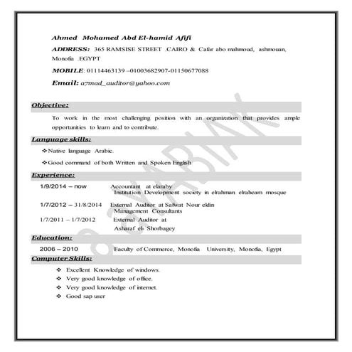 c.v. Ahmed Mohamed AbdEl