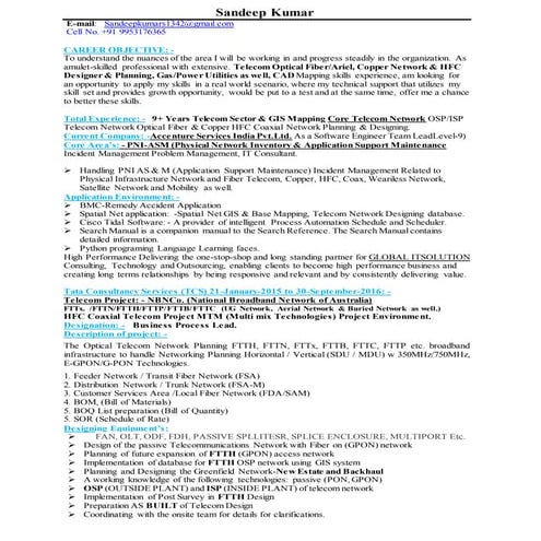 Cv Project manager & solution architect ftth | PDF