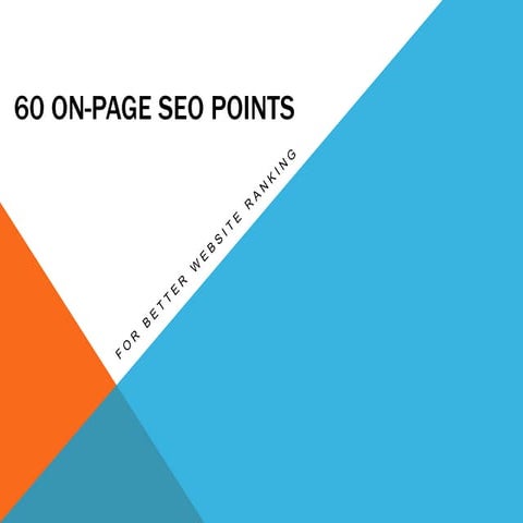 60 ON Page SEO Ranking Points