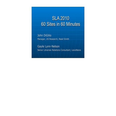 SLA 2010 60 Sites Slides