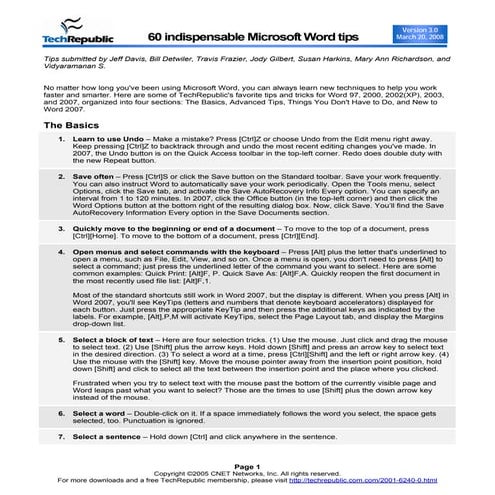 60 MS Word Tips