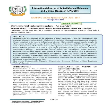Corticosteroid induced disorders – An overview