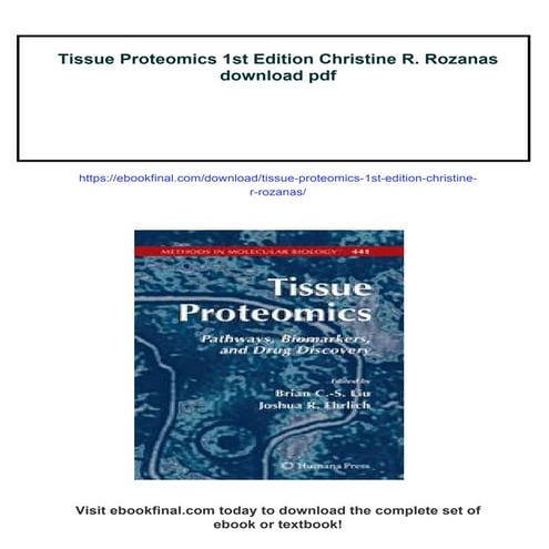 Tissue Proteomics 1st Edition Christine R. Rozanas