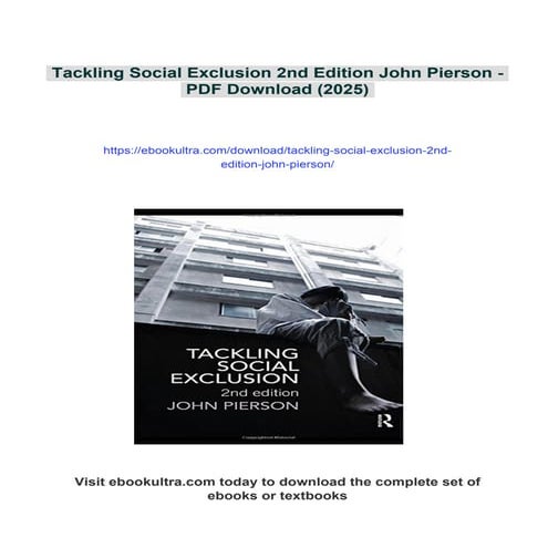 Tackling Social Exclusion 2nd Edition John Pierson | PDF
