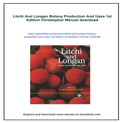 Litchi And Longan Botany Production And Uses 1st Edition Christopher ...