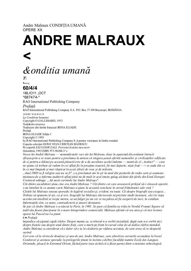 6114811 Andre Malraux Conditia Umana