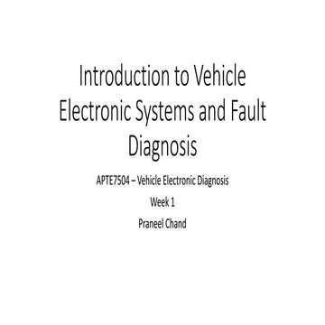Introduction to Vehicle Electronic Systems and Fault Diagnosis