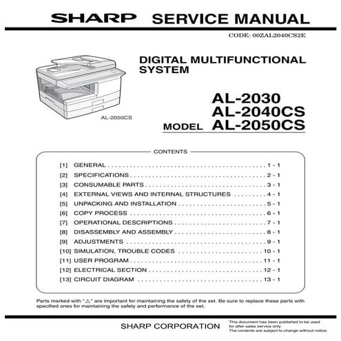61168147 manual-de-servicio-sharp-al-2030-2040cs-2050cs