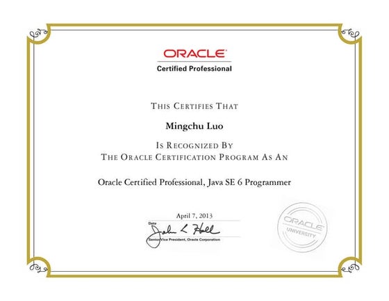 Oracle Certified Professional, Java SE 6 Programmer | PPT