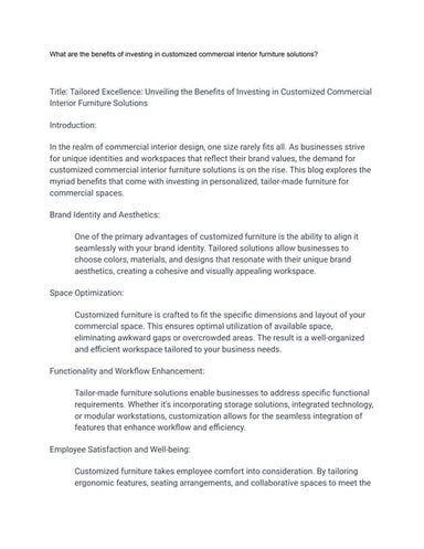 COMMERCIAL INTERIOR FURNITURE