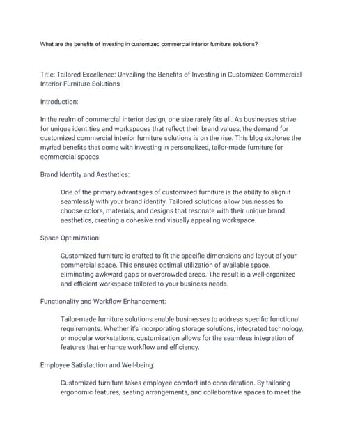 COMMERCIAL INTERIOR FURNITURE