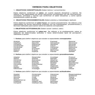 Verbos para redactar objetivos de i...