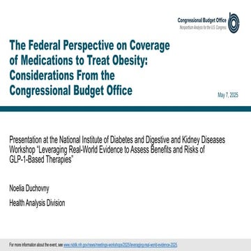 The Federal Perspective on Coverage of Medications to Treat Obesity: Considerations From the Congressional Budget Office