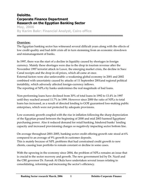 Egypt 2006. Banking Sector