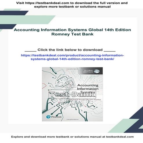 Accounting Information Systems Global 14th Edition Romney Test Bank | PDF
