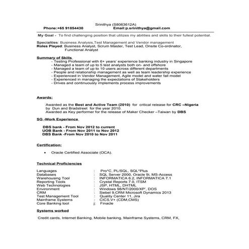 Srinithya_Software Testing resume