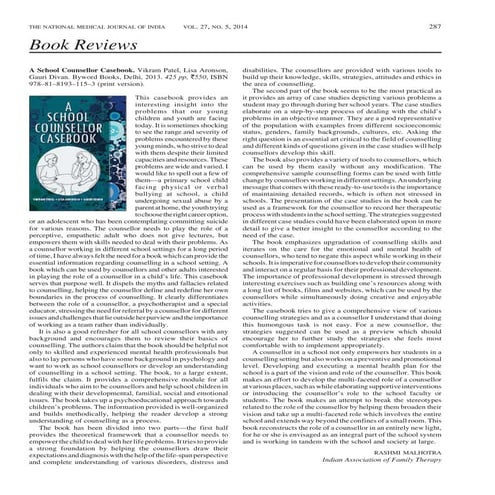 Review of 'A School Counsellor Casebook'