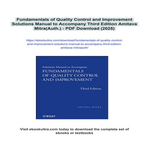 Fundamentals of Quality Control and Improvement Solutions Manual to ...