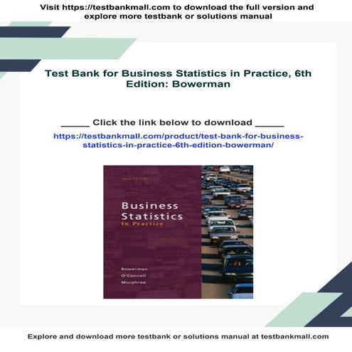 Test Bank for Business Statistics in Practice, 6th Edition: Bowerman | PDF
