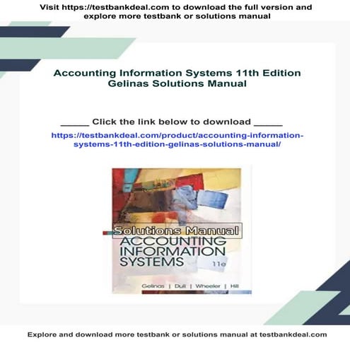 Accounting Information Systems 11th Edition Gelinas Solutions Manual | PDF